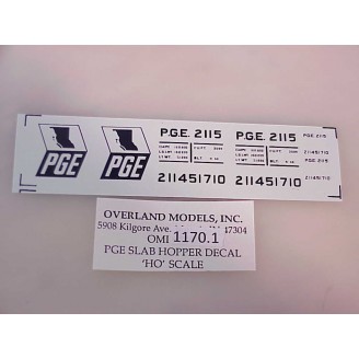 1170-1 - HO Scale - Overland Open-Top Hoppers, PGE slab side - Pkg. 1 set